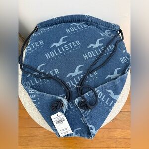 Hollister Denim Blue Drawstring Bag